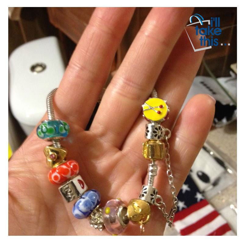 Crystal Flower Multi colored Charm Bracelet Platinum Plated Silver Bracelet, Bangles Jewelry - I'LL TAKE THIS