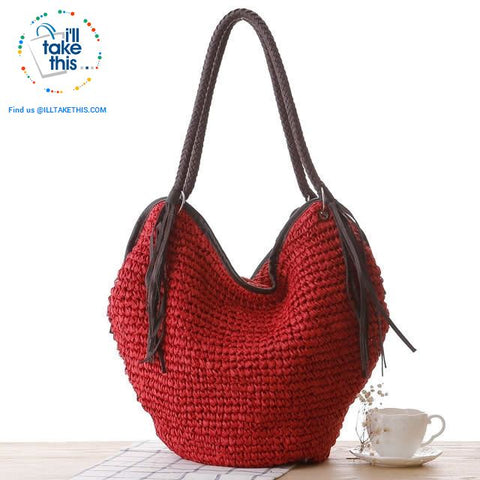 Image of Big simple stylish over the shoulder Organic Tote bag, Woven Straw with 4 Gorgeous colors - I'LL TAKE THIS