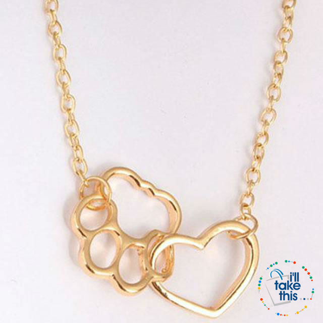 Super Cute 🐾 Paw and Love ❤️ Heart Pendant in Gold or Silver plating with Bonus Necklace - I'LL TAKE THIS