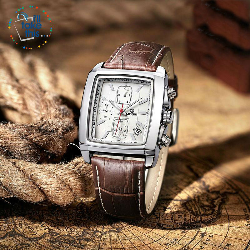 Men's Genuine Leather Luxury Quartz Dress Wristwatch - White or Black - I'LL TAKE THIS