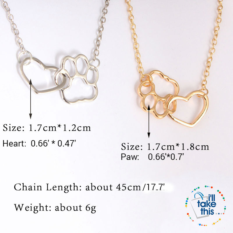 Super Cute 🐾 Paw and Love ❤️ Heart Pendant in Gold or Silver plating with Bonus Necklace - I'LL TAKE THIS