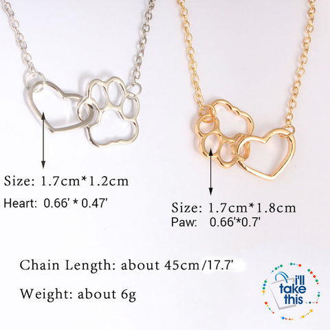 Image of Super Cute 🐾 Paw and Love ❤️ Heart Pendant in Gold or Silver plating with Bonus Necklace - I'LL TAKE THIS