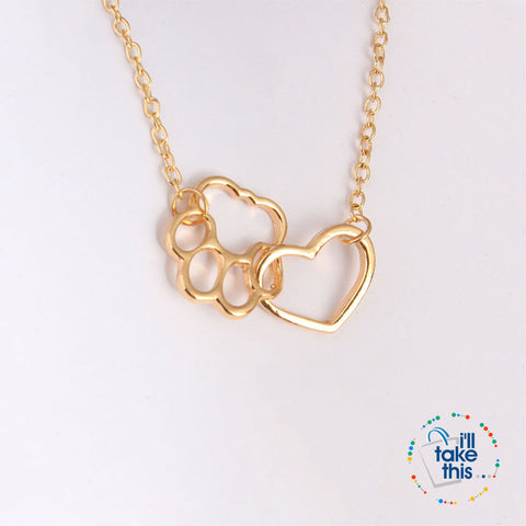 Image of Super Cute 🐾 Paw and Love ❤️ Heart Pendant in Gold or Silver plating with Bonus Necklace - I'LL TAKE THIS