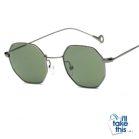 Image of Super Light Weight Octagon Sunglasses Unisex in Yellow, Red, Blue Tinted + Clear Lens Glasses - I'LL TAKE THIS