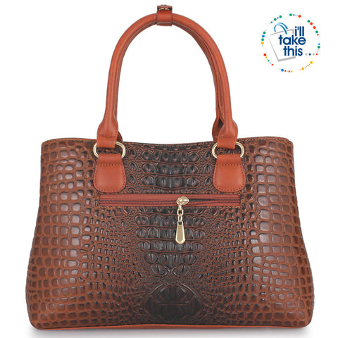 Image of Crocodile/Alligator Design Vegan Leather Women's Handbag - FOUR Textured Colors - I'LL TAKE THIS