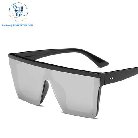 Image of Designer Unisex Oversized SQUARE Sunglasses - Vintage Brand Designer Silver Mirror Sun Glasses - I'LL TAKE THIS
