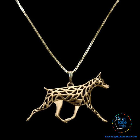 Image of Doberman Dog Pendant in Gold, Silver or Rose Gold plating with BONUS Link chain - I'LL TAKE THIS