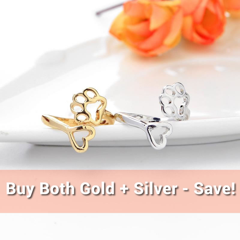 Dog / Cat Paw Footprint and Heart Rings, Your choice of Gold or Silver - I'LL TAKE THIS