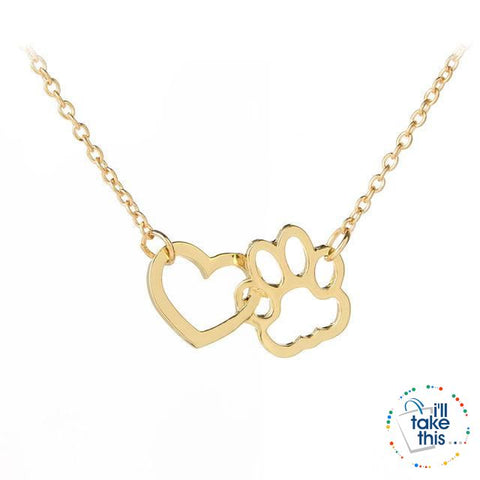 Image of PET LOVERS Collection of Dog & Cat, Paw & Heart themed Pendant Necklaces in Gold or Silver - I'LL TAKE THIS