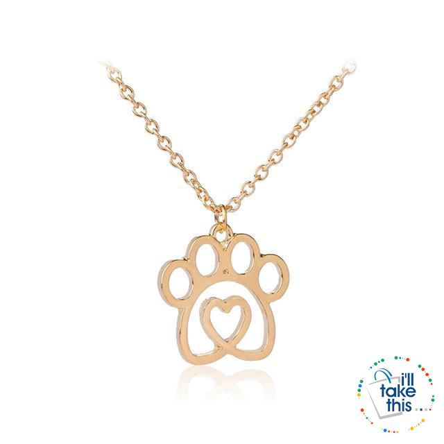 PET LOVERS Collection of Dog & Cat, Paw & Heart themed Pendant Necklaces in Gold or Silver - I'LL TAKE THIS