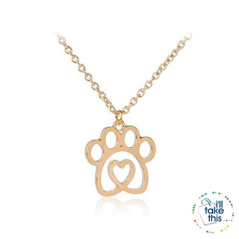 Image of PET LOVERS Collection of Dog & Cat, Paw & Heart themed Pendant Necklaces in Gold or Silver - I'LL TAKE THIS