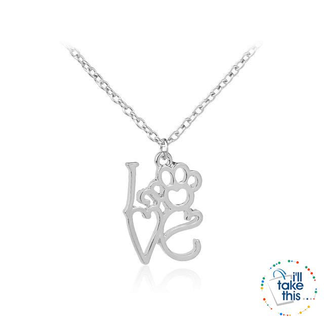 PET LOVERS Collection of Dog & Cat, Paw & Heart themed Pendant Necklaces in Gold or Silver - I'LL TAKE THIS