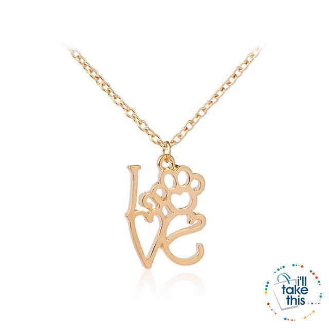 PET LOVERS Collection of Dog & Cat, Paw & Heart themed Pendant Necklaces in Gold or Silver - I'LL TAKE THIS