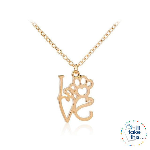 Image of PET LOVERS Collection of Dog & Cat, Paw & Heart themed Pendant Necklaces in Gold or Silver - I'LL TAKE THIS