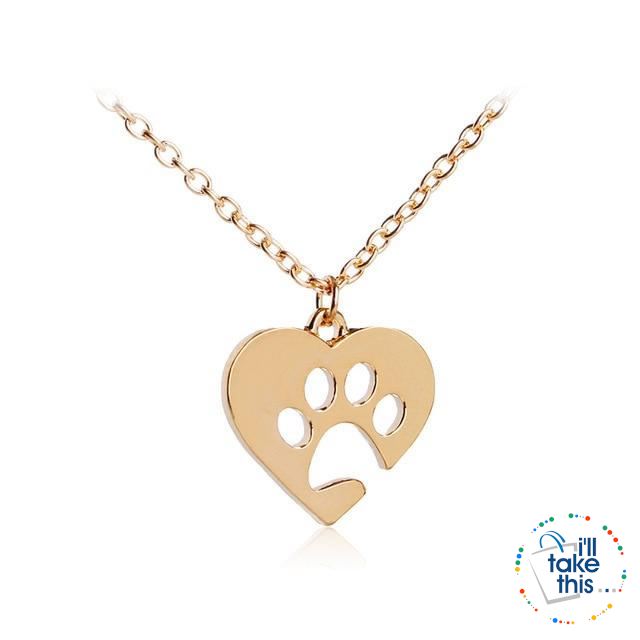 PET LOVERS Collection of Dog & Cat, Paw & Heart themed Pendant Necklaces in Gold or Silver - I'LL TAKE THIS