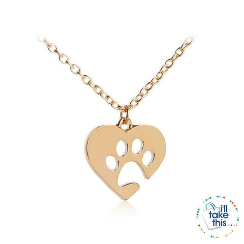 Image of PET LOVERS Collection of Dog & Cat, Paw & Heart themed Pendant Necklaces in Gold or Silver - I'LL TAKE THIS