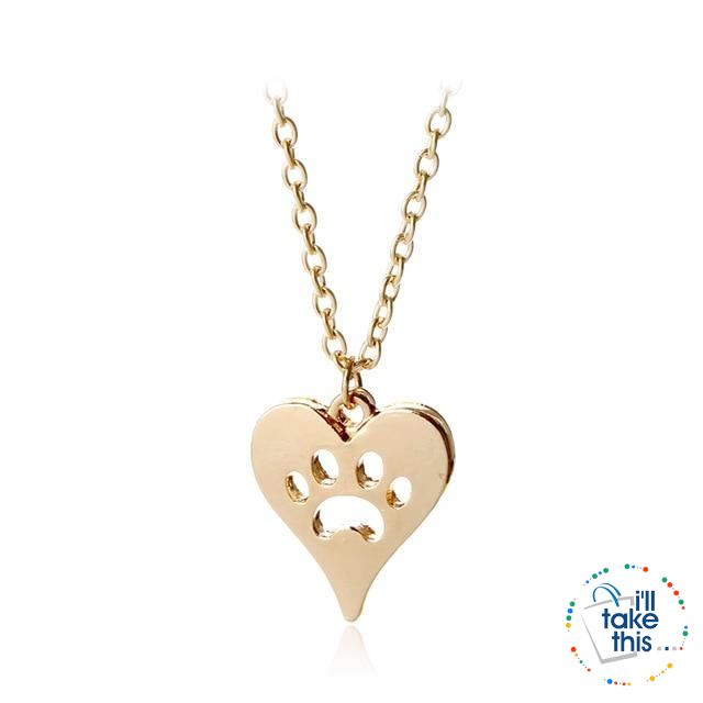 PET LOVERS Collection of Dog & Cat, Paw & Heart themed Pendant Necklaces in Gold or Silver - I'LL TAKE THIS