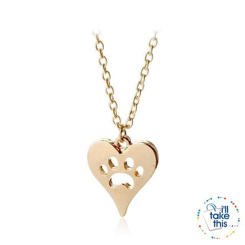 Image of PET LOVERS Collection of Dog & Cat, Paw & Heart themed Pendant Necklaces in Gold or Silver - I'LL TAKE THIS