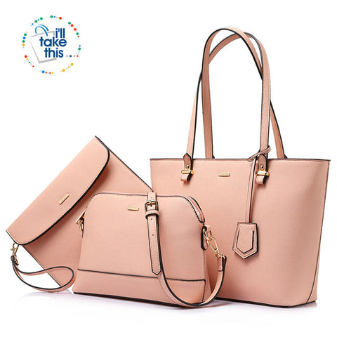 Image of Women’s Handbag 3 Set Collection, Leather-look Large capacity tote, Crossbody bag + Small purse - I'LL TAKE THIS