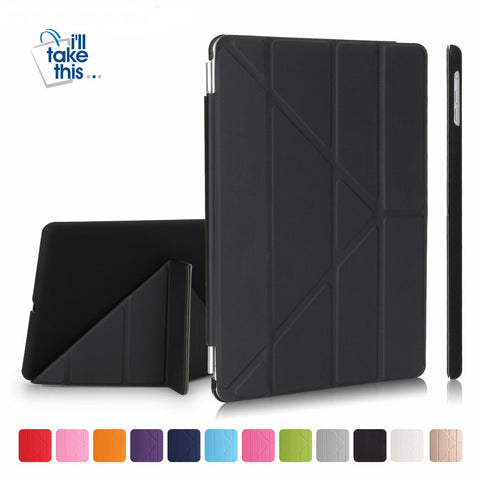 Image of iPad 9.7 2017/18 Magnetic flip stand case, smart cover, auto wake/sleep solid back in Vegan leather - I'LL TAKE THIS