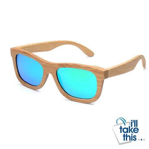 Image of Gift Boxed Vintage Wayfarer Style Bamboo Wooden Sunglasses - I'LL TAKE THIS