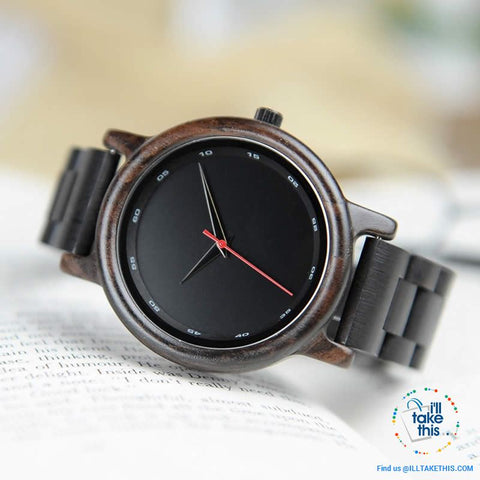 Image of Unique Sleek, Modern Black faced all Wooden Wristwatch + Gift Box - I'LL TAKE THIS