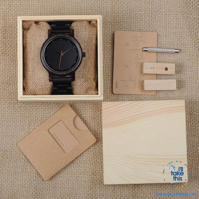 Unique Sleek, Modern Black faced all Wooden Wristwatch + Gift Box - I'LL TAKE THIS