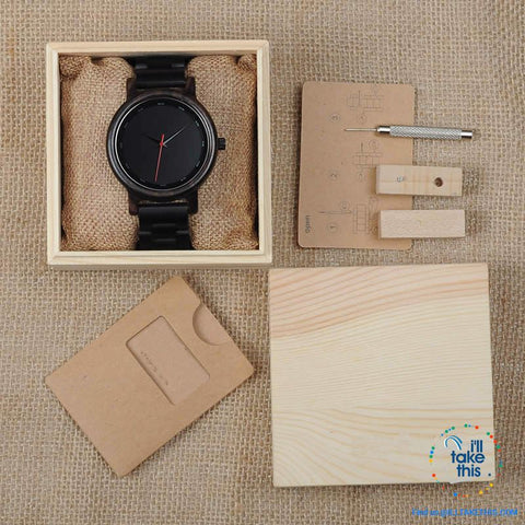 Image of Unique Sleek, Modern Black faced all Wooden Wristwatch + Gift Box - I'LL TAKE THIS