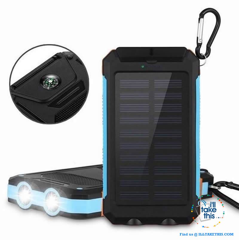 Eco-Friendly Solar Power Bank Real 20000 mAh Dual USB - Splashproof with Torch, 5 color options - I'LL TAKE THIS