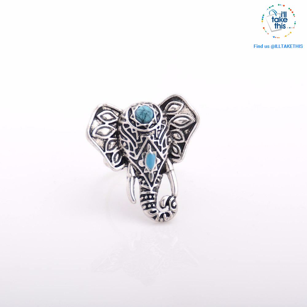 Elephant and Snake Eight Piece Finger Ring set Bohemian/Gypsy/Vintage style Silver-plated Jewelry - I'LL TAKE THIS