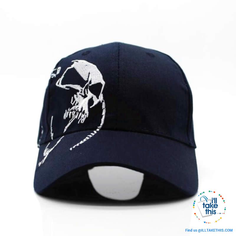 Skull Embroided Strapback Baseball Cap, High-Quality 100% Cotton Unisex - 2 Colors - I'LL TAKE THIS