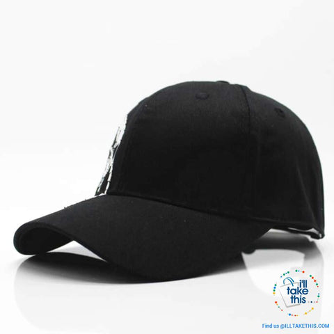 Image of Skull Embroided Strapback Baseball Cap, High-Quality 100% Cotton Unisex - 2 Colors - I'LL TAKE THIS