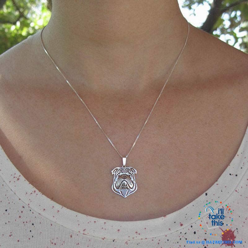 English Bulldog Lovers' a unique desig Pendant in Gold, Silver or Rose Gold Plating + BONUS Necklace - I'LL TAKE THIS
