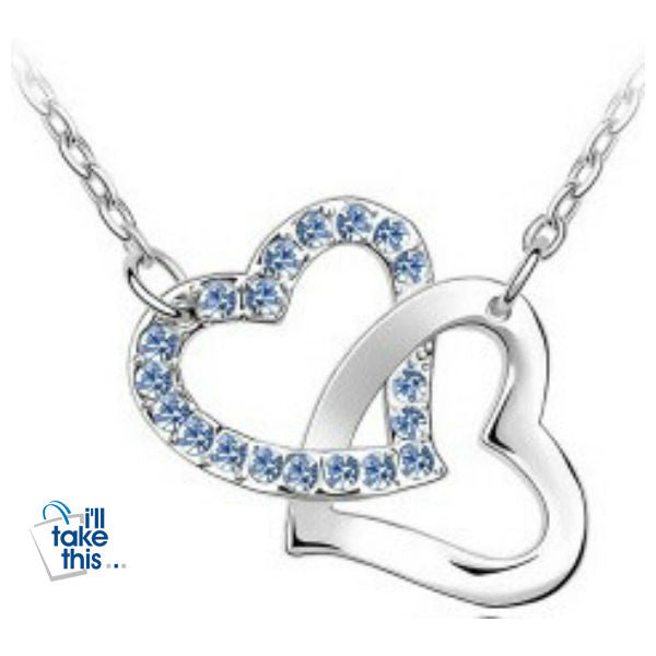 Double Hearts Pendant with Crystal Zircon Alloy Eight Colors Necklace - I'LL TAKE THIS