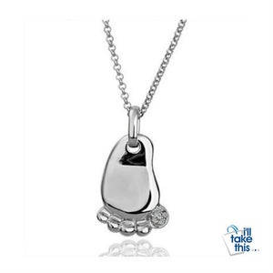 Cute baby foot ideal birth birthday gift Gold or Silver Plated Pendant with FREE Necklace
