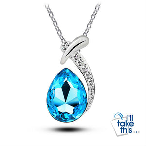 Crystal Water Drop Fish-Bone pendant, Six Colors Pendant + Necklace - I'LL TAKE THIS