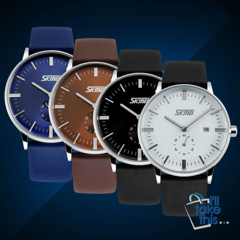 Male fashion Classic Luxury Watches quartz movement watch with Genuine leather band. - I'LL TAKE THIS