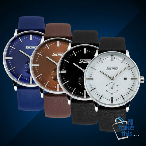 Image of Male fashion Classic Luxury Watches quartz movement watch with Genuine leather band. - I'LL TAKE THIS