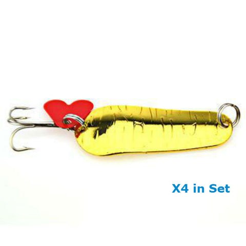 Image of Fishing Lures - Wobblers Spinners Metal Spoon Bait Wobbler Artificial Tackle Kit - Set of 4 - I'LL TAKE THIS
