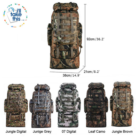 Image of Backpack HUGE 100L - Military, Camping & Tactical Backpack suit all Outdoor & Sporting Activities - I'LL TAKE THIS