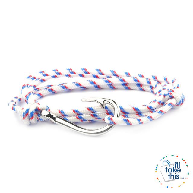 Adjustable Rope Fishing Style Bracelet, with a Silver Fishing hook clasp - I'LL TAKE THIS