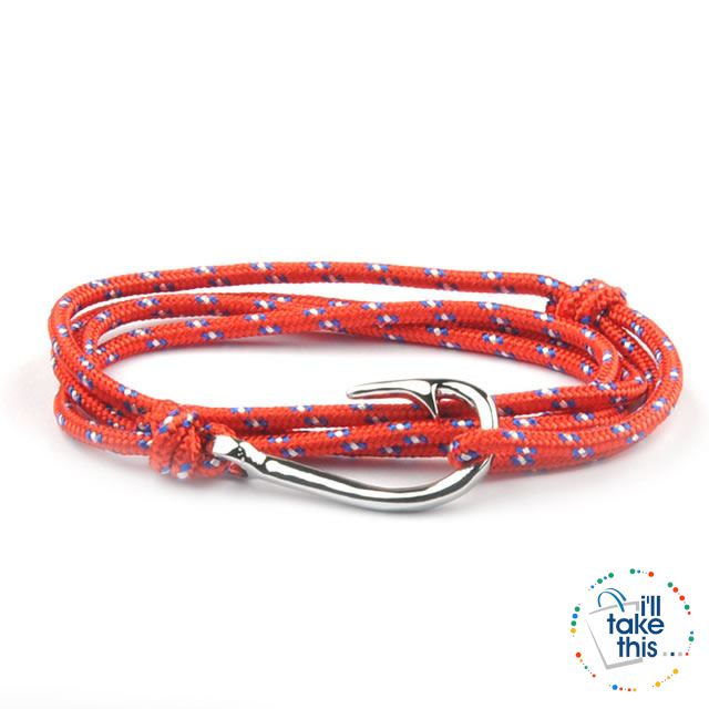 Adjustable Rope Fishing Style Bracelet, with a Silver Fishing hook clasp - I'LL TAKE THIS