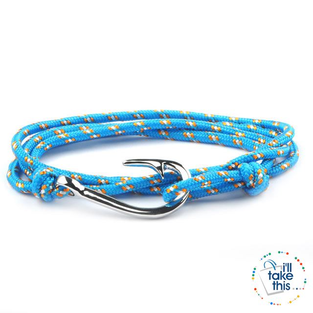 Adjustable Rope Fishing Style Bracelet, with a Silver Fishing hook clasp - I'LL TAKE THIS