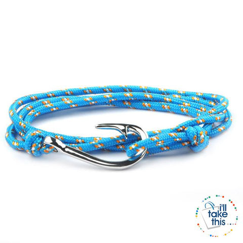 Image of Adjustable Rope Fishing Style Bracelet, with a Silver Fishing hook clasp - I'LL TAKE THIS