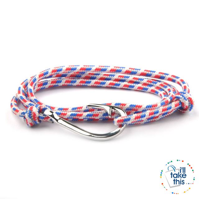 Adjustable Rope Fishing Style Bracelet, with a Silver Fishing hook clasp - I'LL TAKE THIS