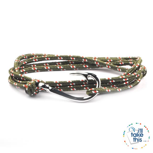 Adjustable Rope Fishing Style Bracelet, with a Silver Fishing hook clasp - I'LL TAKE THIS