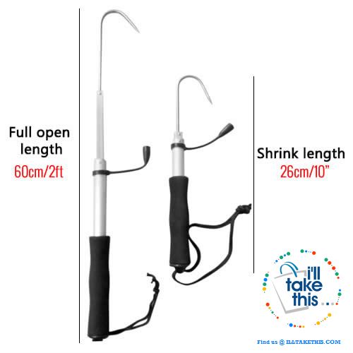 Fisherman's Telescopic Gaff, Aluminum Body with Stainless Hook + Sturdy Handle 2 or 4 Foot - I'LL TAKE THIS