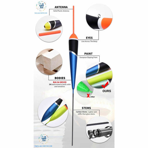 Image of 6 Pack of Carbon Base Fishing Floats, a Fisherman's Best Arsenal - I'LL TAKE THIS