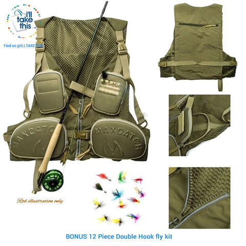 Image of Our MaxCatch Flyfishing vest with BONUS Double hook Fly fishing lures - I'LL TAKE THIS