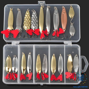 Value Pack Mixed Color Fishing Wobbler/Spoon Lures all Metal hard bait with treble hooks